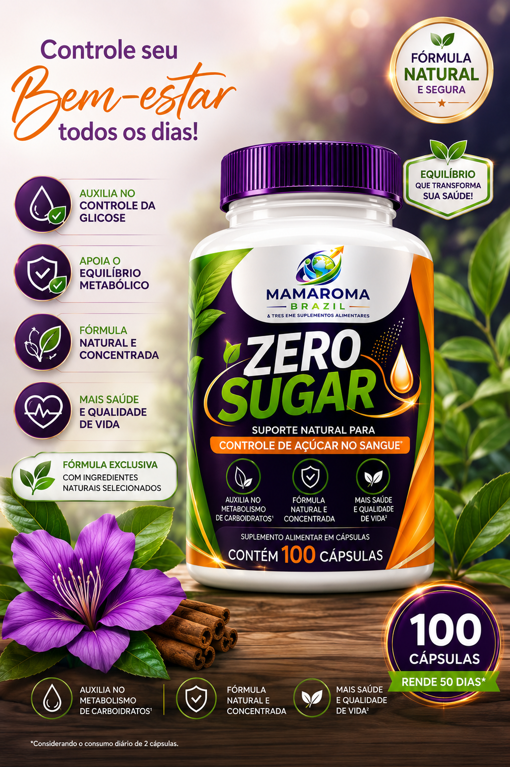 Zero Sugar 100 cápsulas. - Imagem 2